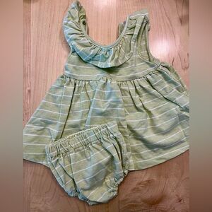 Vignette Green and White Stripe Baby Dress with Bloomers - 3-6 months